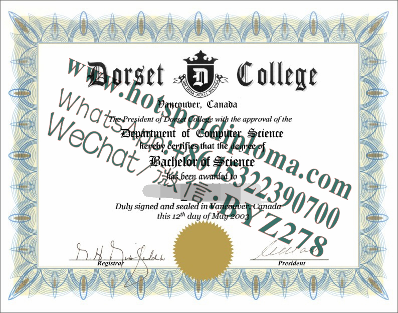 Fake Dorset College Diploma certificate Fake Dorset College Diploma certificate