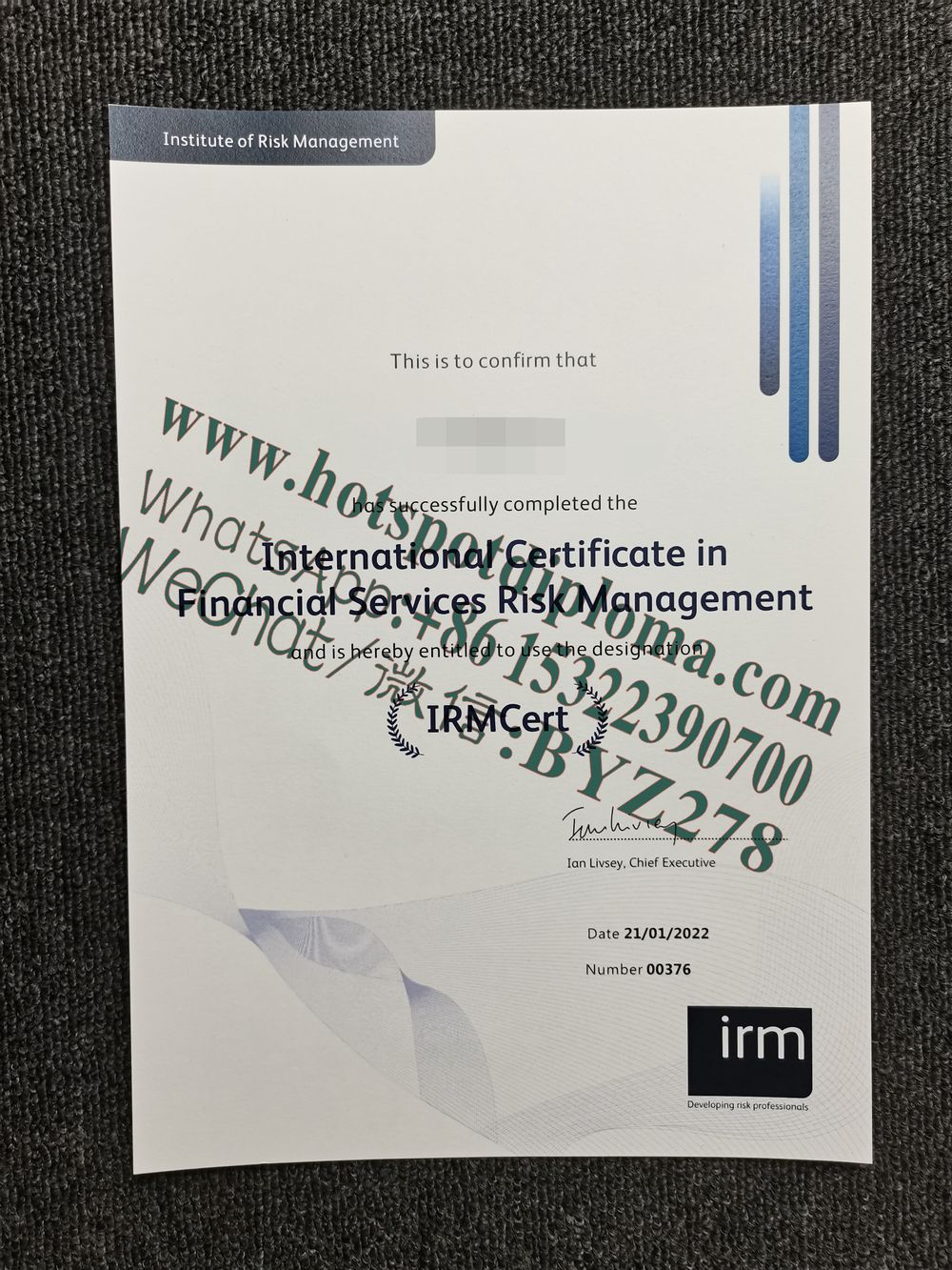 Buy Fake Institute of Risk Management (IRM) Certificate