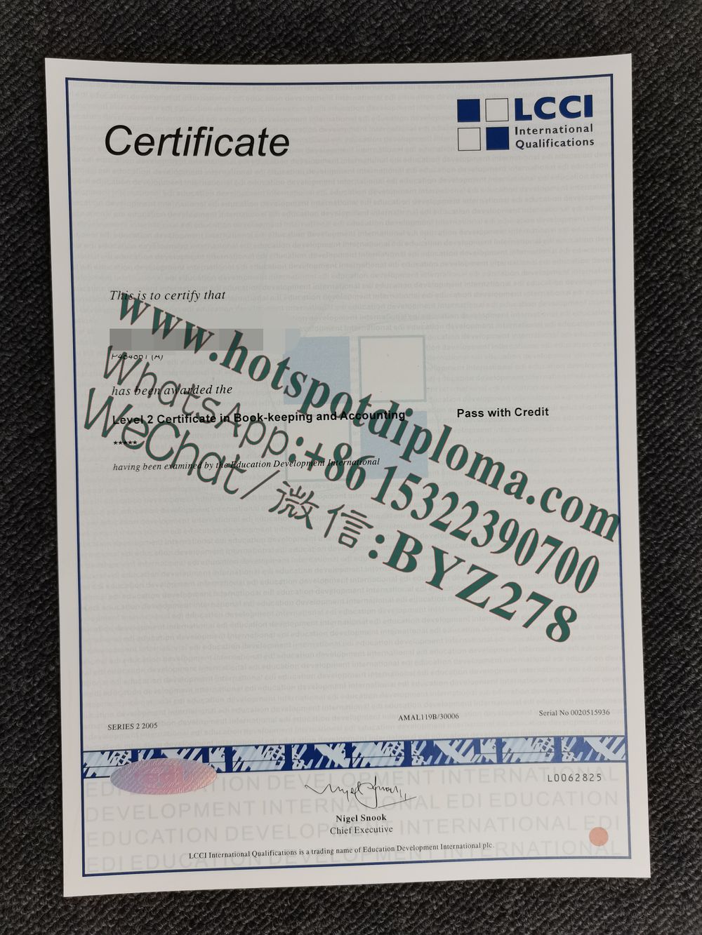 Buy Fake London Chamber of Commerce and Industry  Certificate