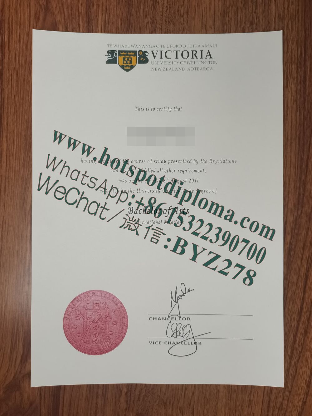 Buy Victoria University of Wellington Diploma Online