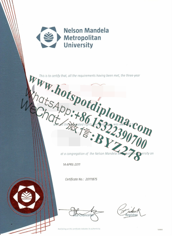 Buy fake Nelson Mandela University Diploma