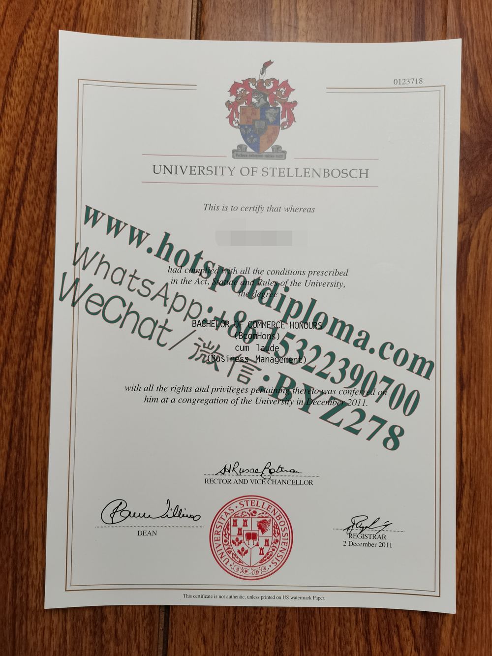Buy fake Stellenbosch Business School Diploma