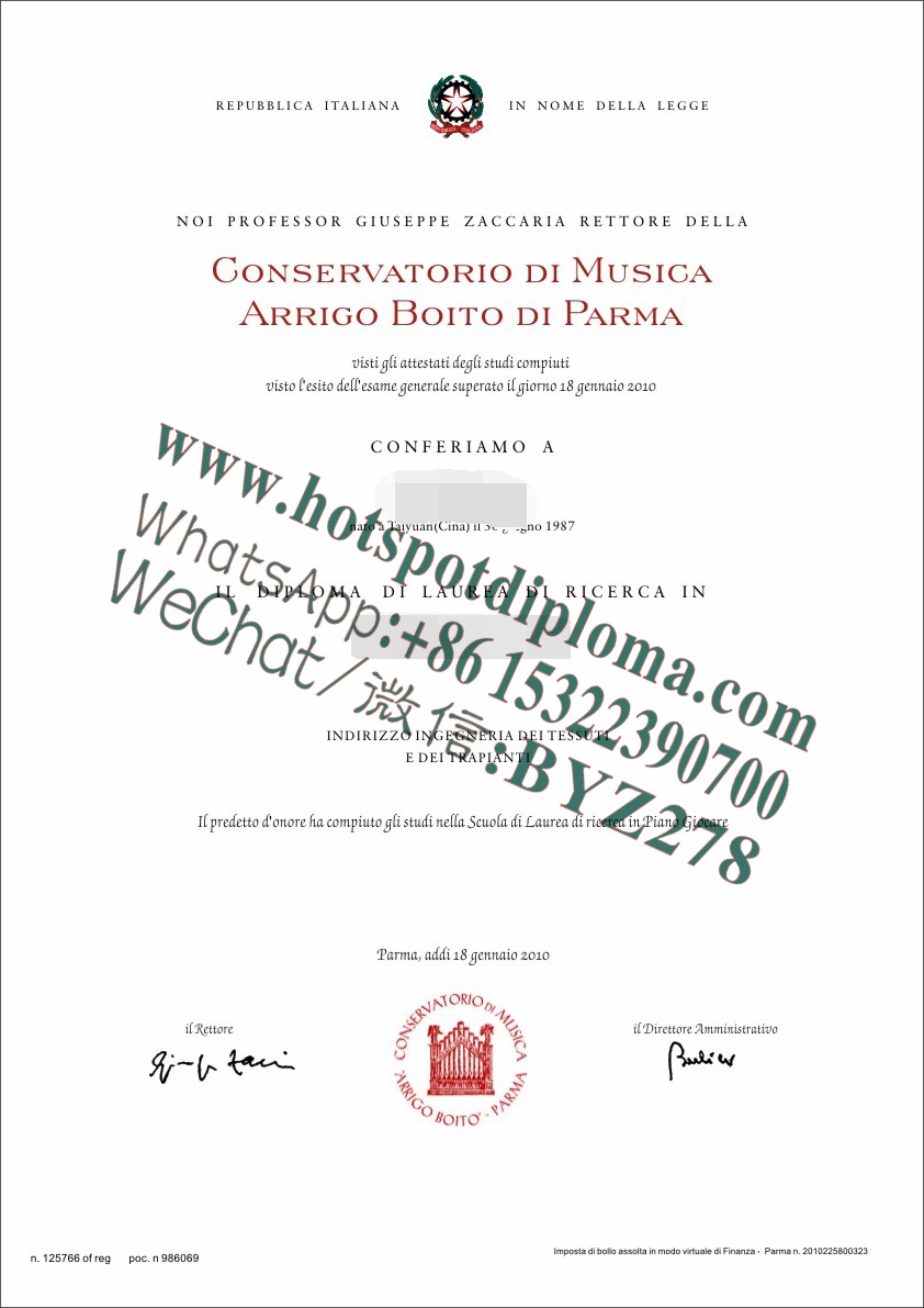 Buy fakeDiploma of Parma Conservatory of Music Online