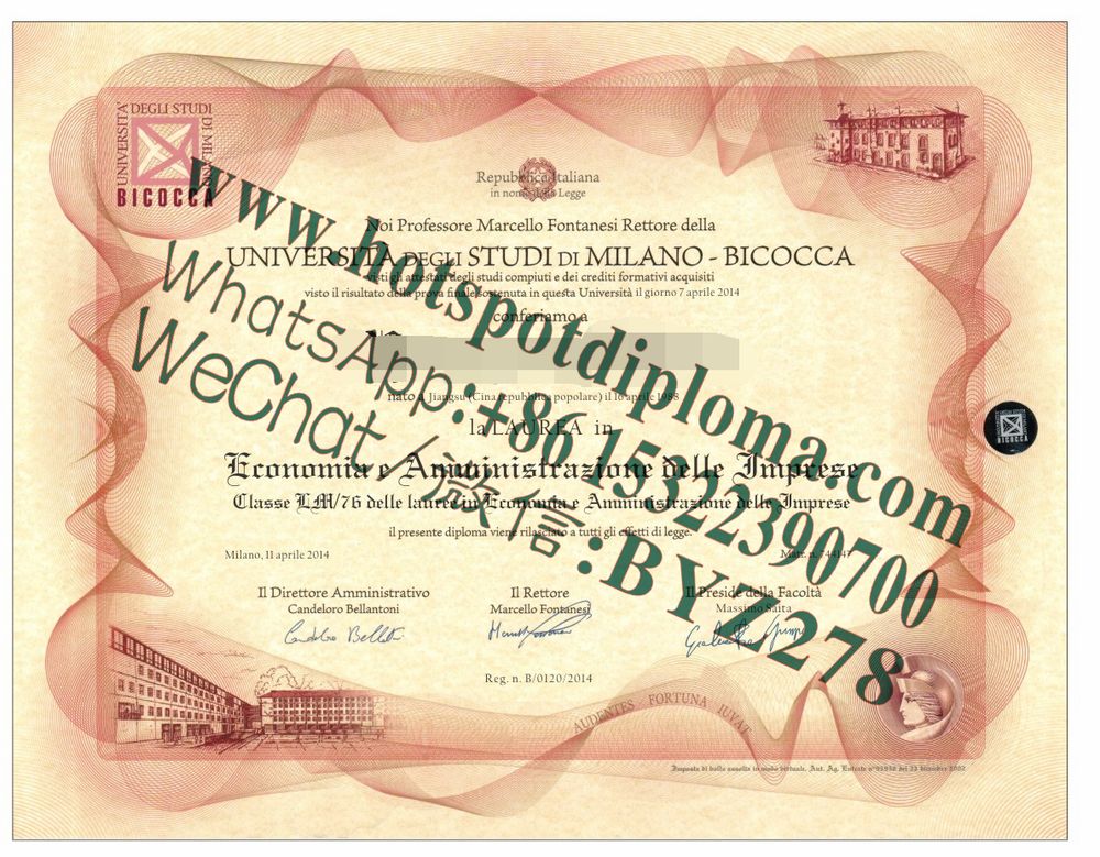 Buy fakeDiploma of the University of Milan Bicocca Online