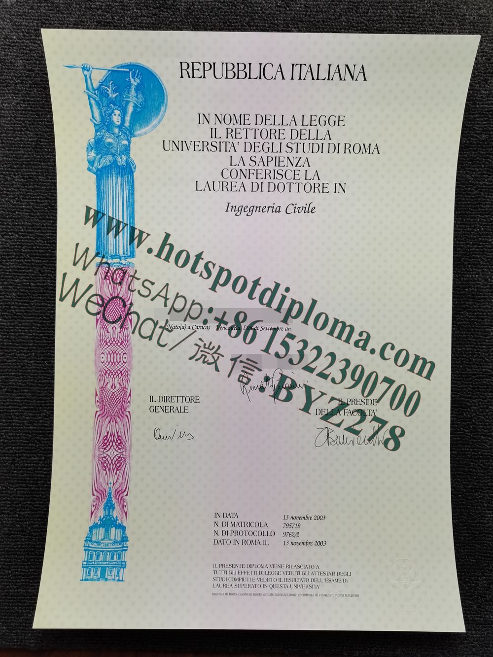 Buy fakeDiploma of the University of Rome Online