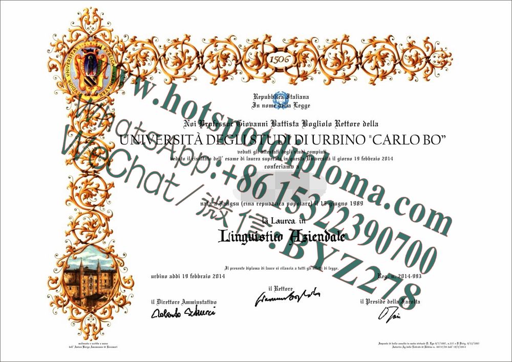 Buy fakeDiploma of the University of Urbino Online