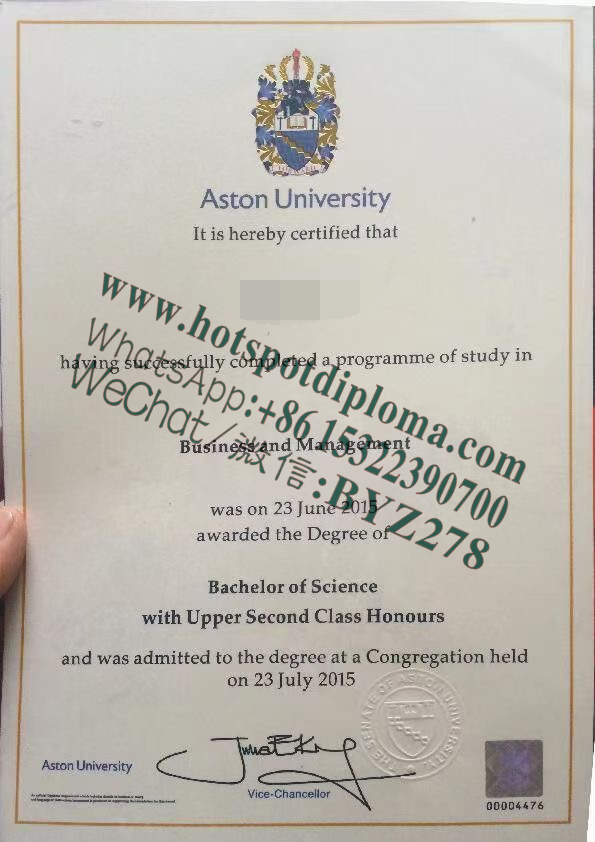 Fake Aston University Diploma certificate certificate