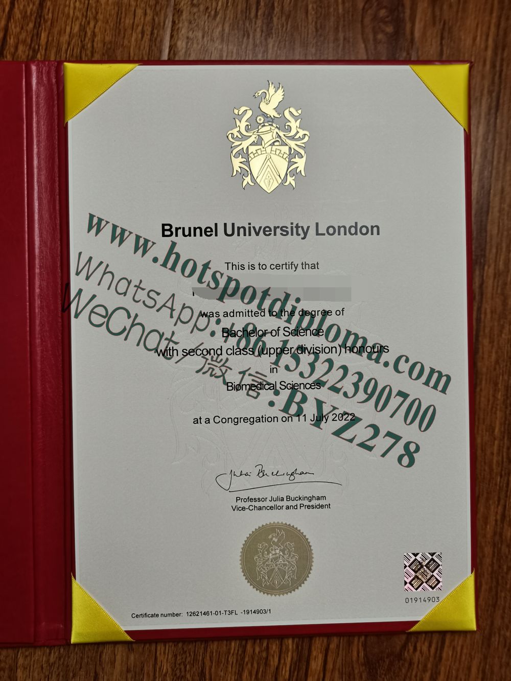 Fake Brunel University Diploma certificate certificate