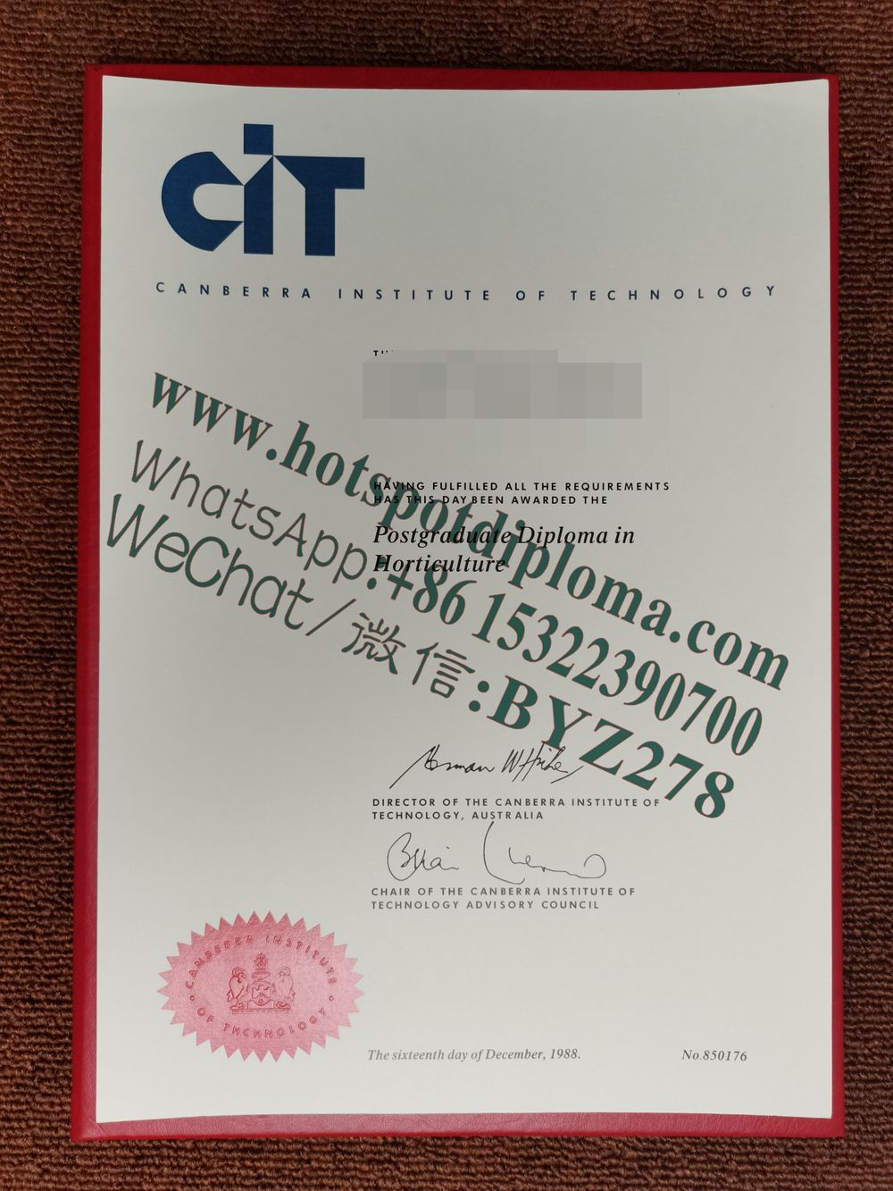 Fake Canberra Institute of Technology Diploma