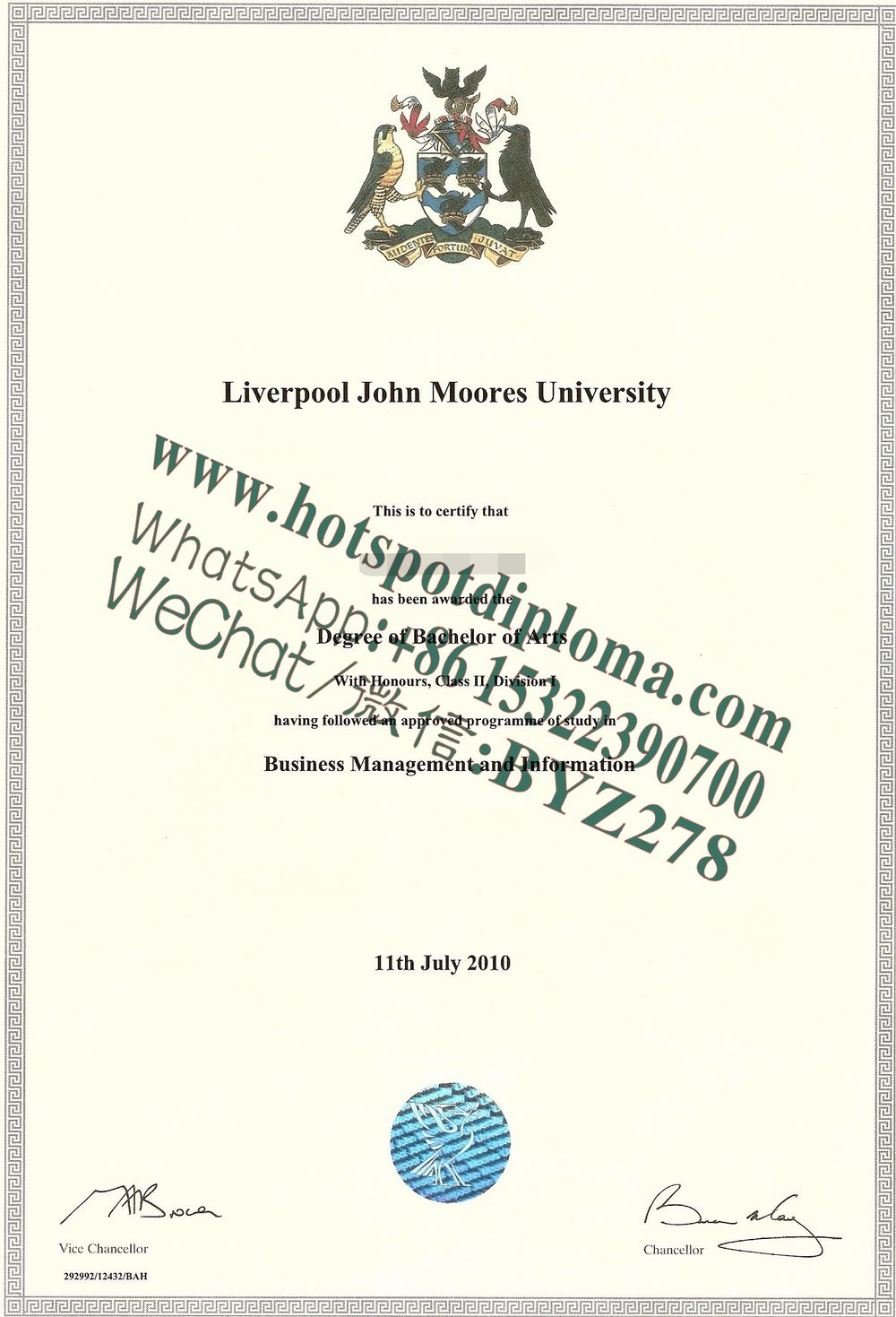 Fake Diploma from Liverpool John Moores University certificate certificate Fake Diploma from Liverpool John Moores University certificate certificate