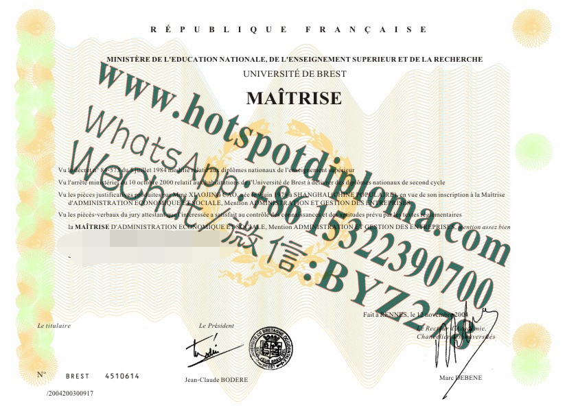 Fake Diploma of the University of Brittany makers Fake Diploma of the University of Brittany makers