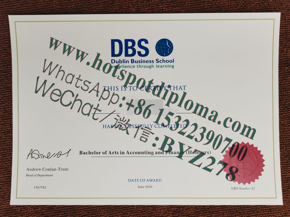 Fake Dublin Business School Diploma certificate