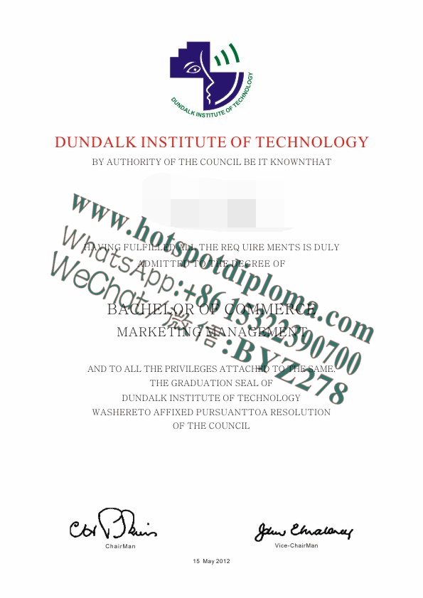 Fake Dundalk University Diploma certificate