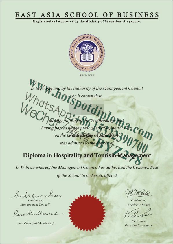 Fake East Asia School of Business Diploma transcript