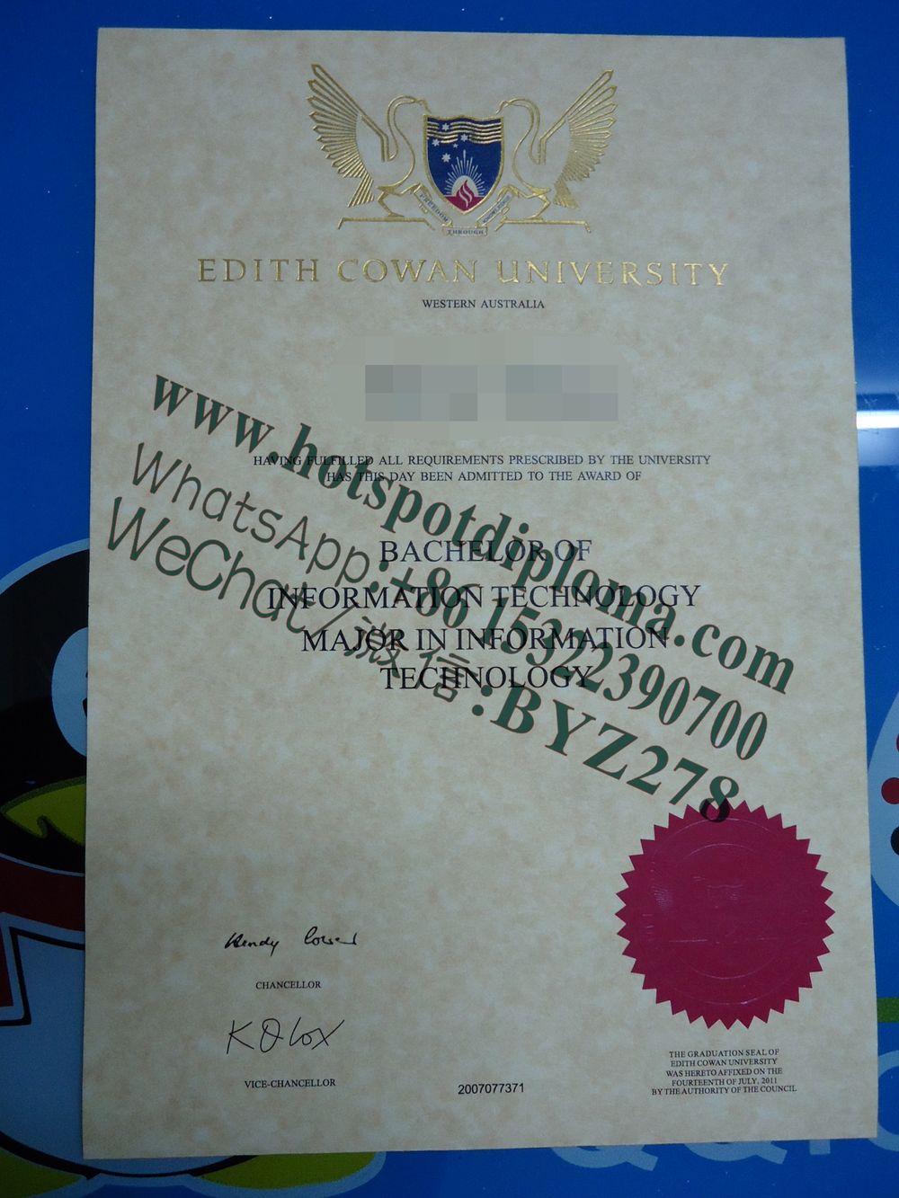 Fake Edith Cowan University Diploma
