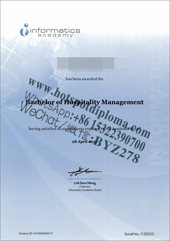 Fake Informatics Academy Diploma transcript