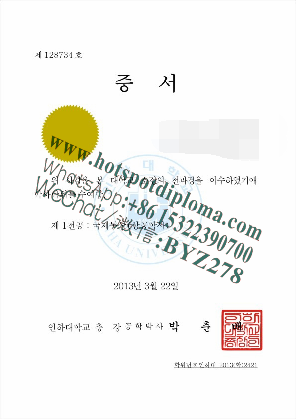 Fake Inha University Diploma degree