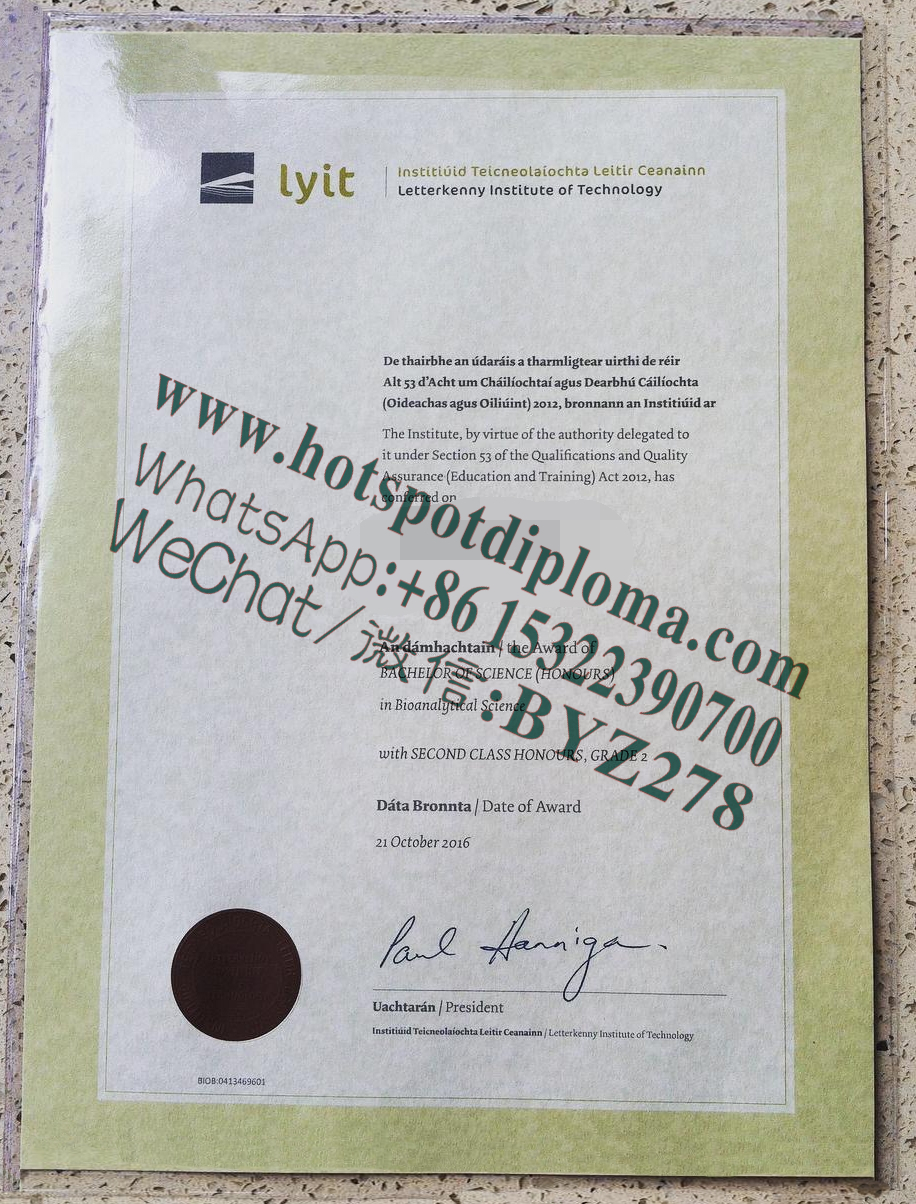 Fake Letterkenny Institute of Technology Diploma certificate