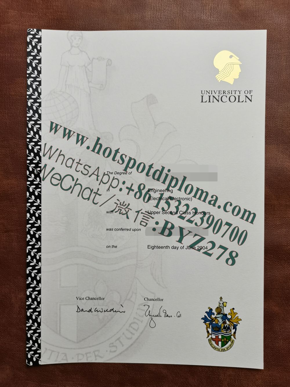 Fake Lincoln University Diploma certificate certificate