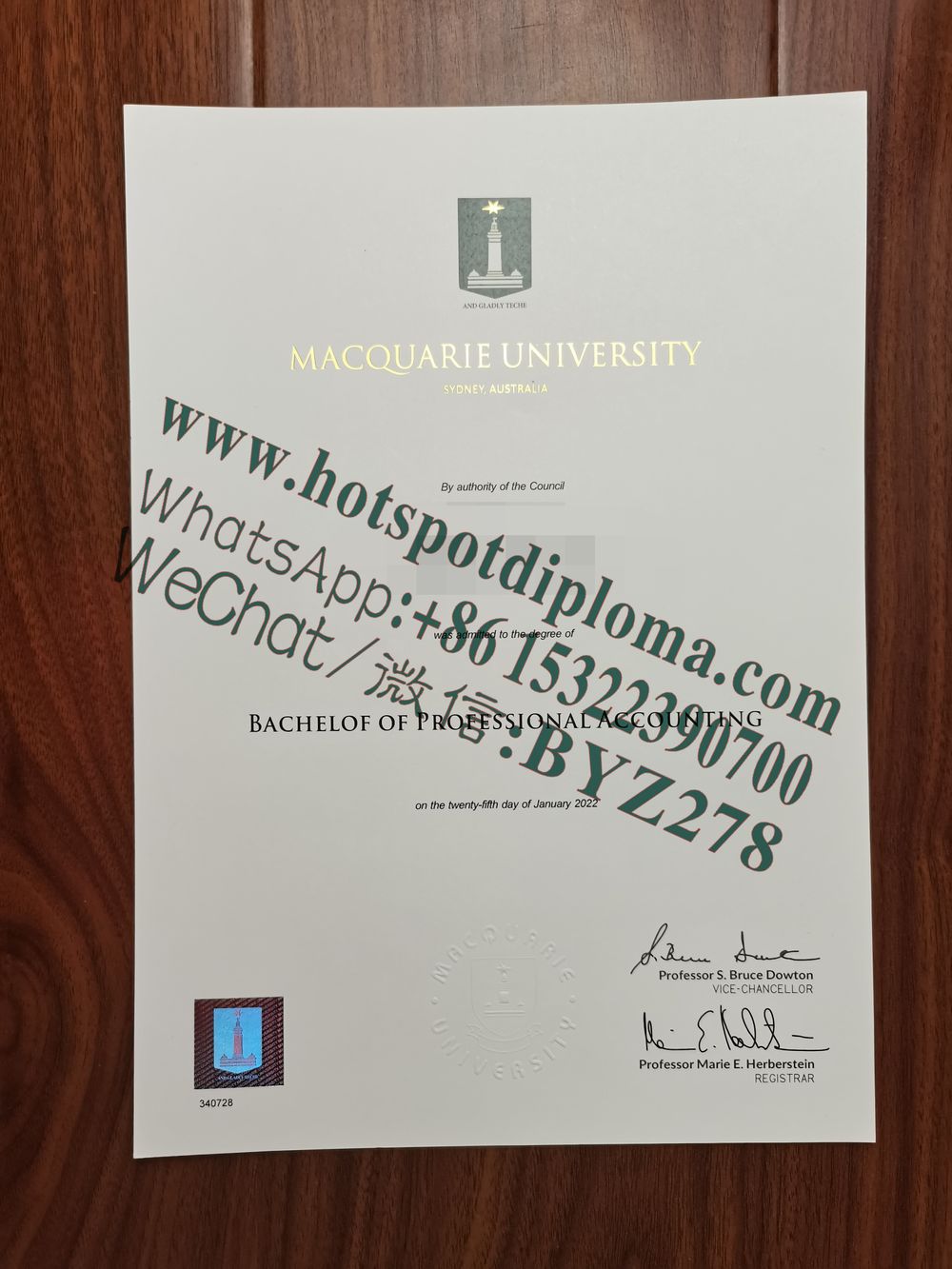 Fake Macquarie University Diploma