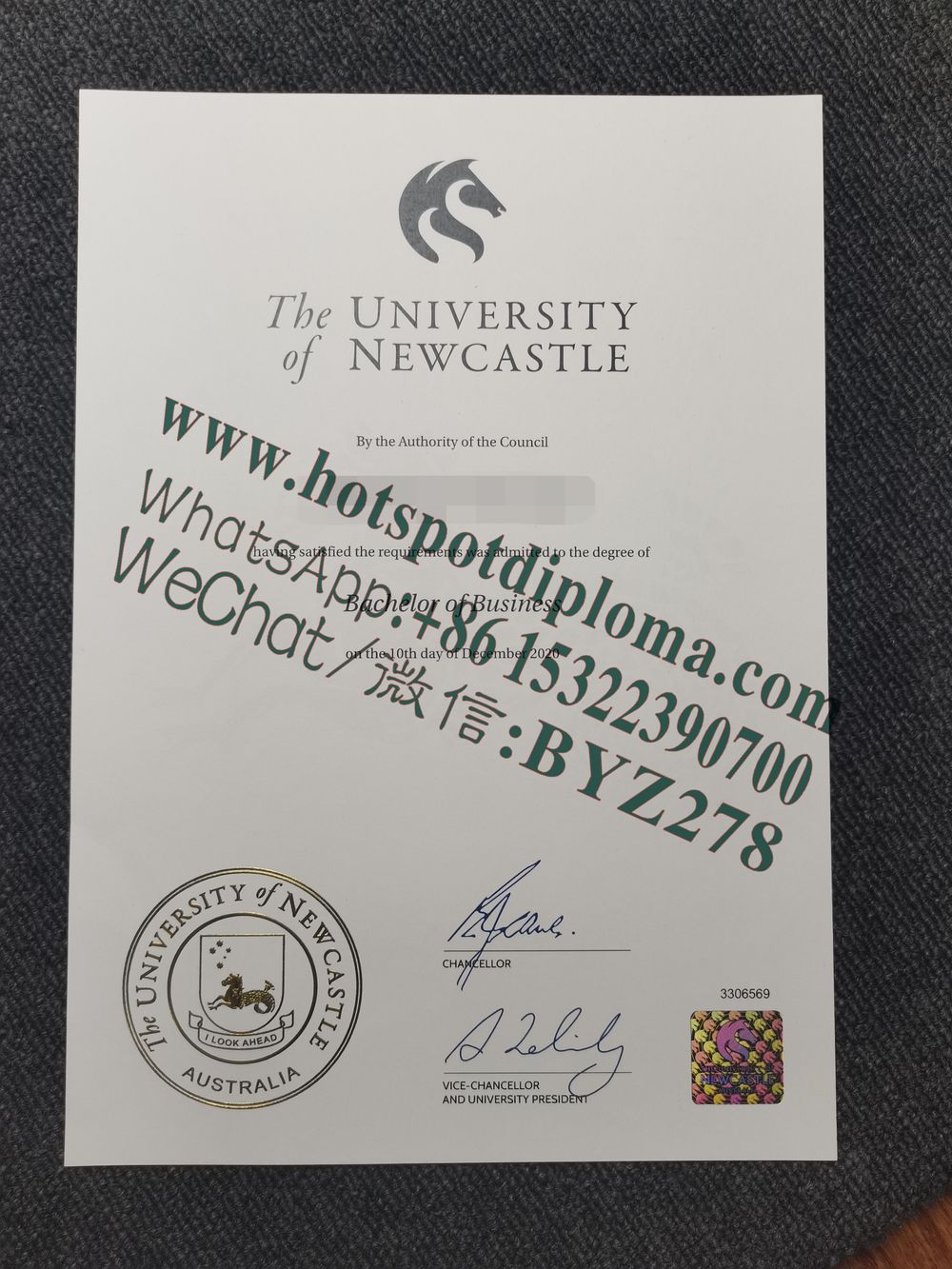 Fake Newcastle University Diploma certificate certificate