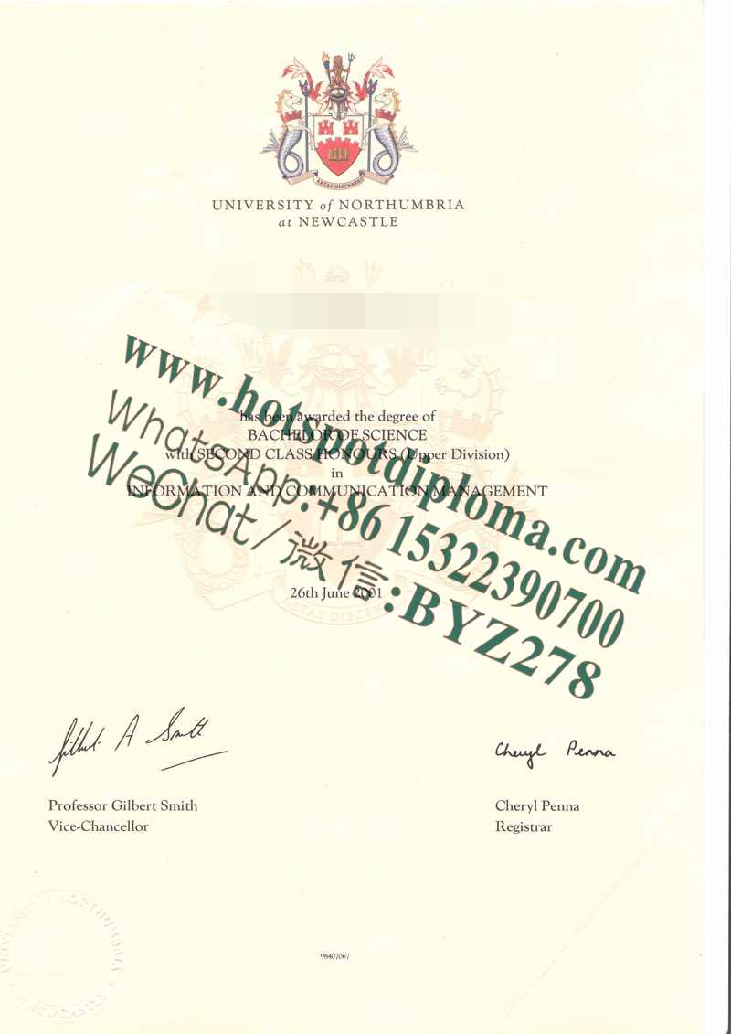 Fake Northumbria University Diploma certificate certificate