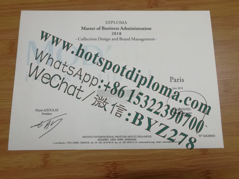 Fake Paris International School of Fashion Arts Diploma makers