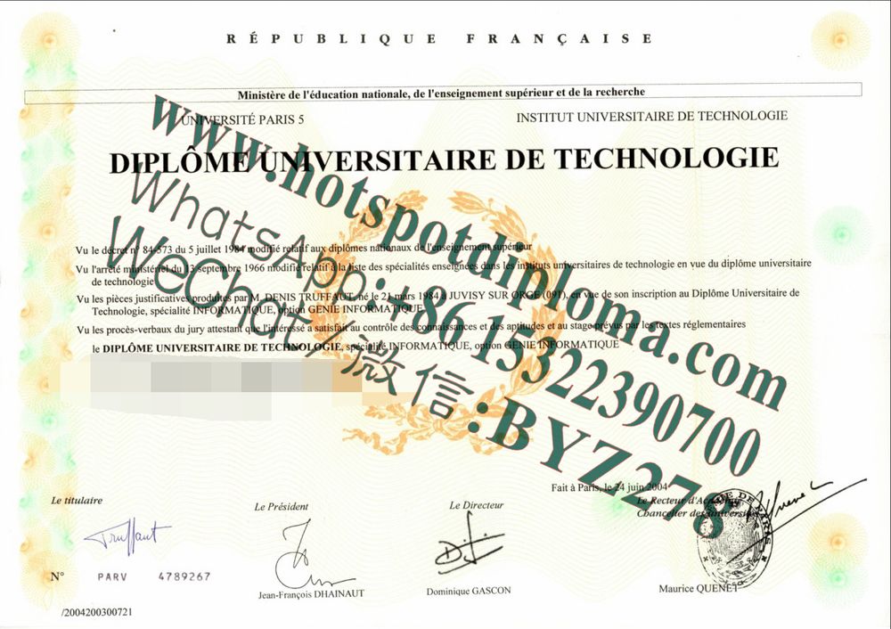 Fake Paris V University Diploma makers