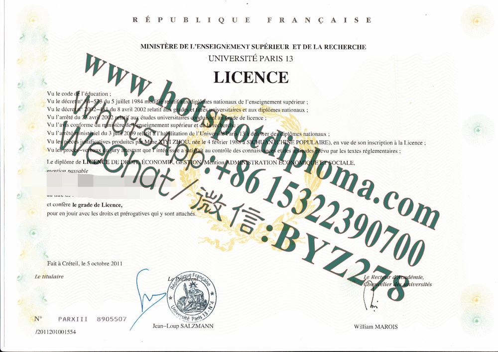 Fake Paris XIII Diploma makers