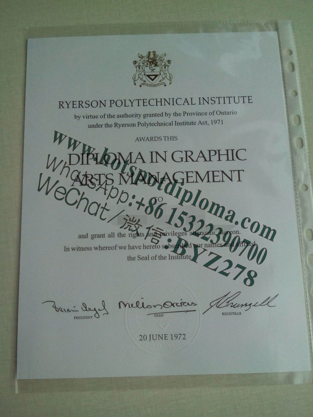 Fake Ryerson Institute of Technology Diploma certificate Fake Ryerson Institute of Technology Diploma certificate