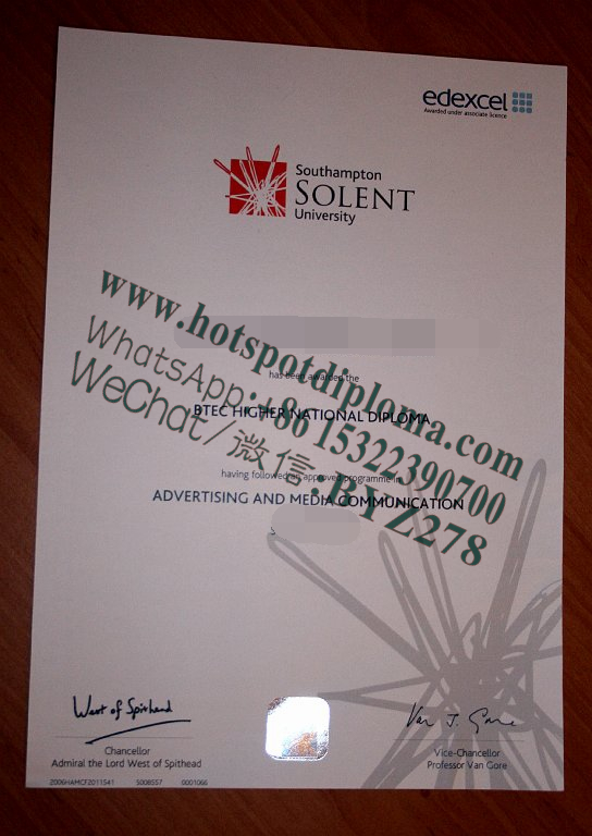 Fake Southampton Solent University Diploma certificate certificate