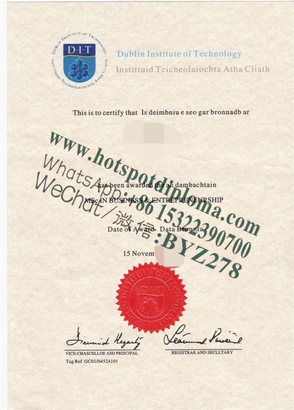Fake TU Dublin Diploma certificate
