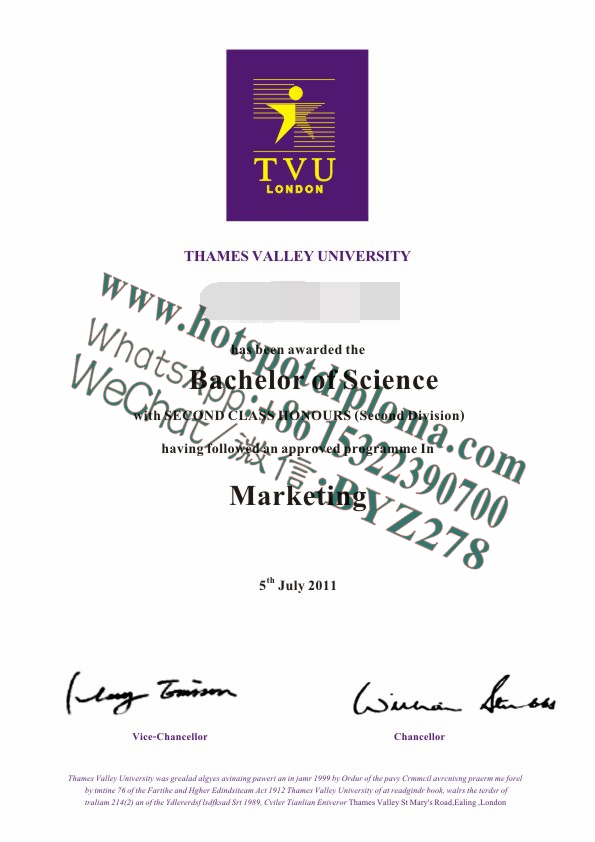 Fake Thames Valley University Diploma certificate certificate