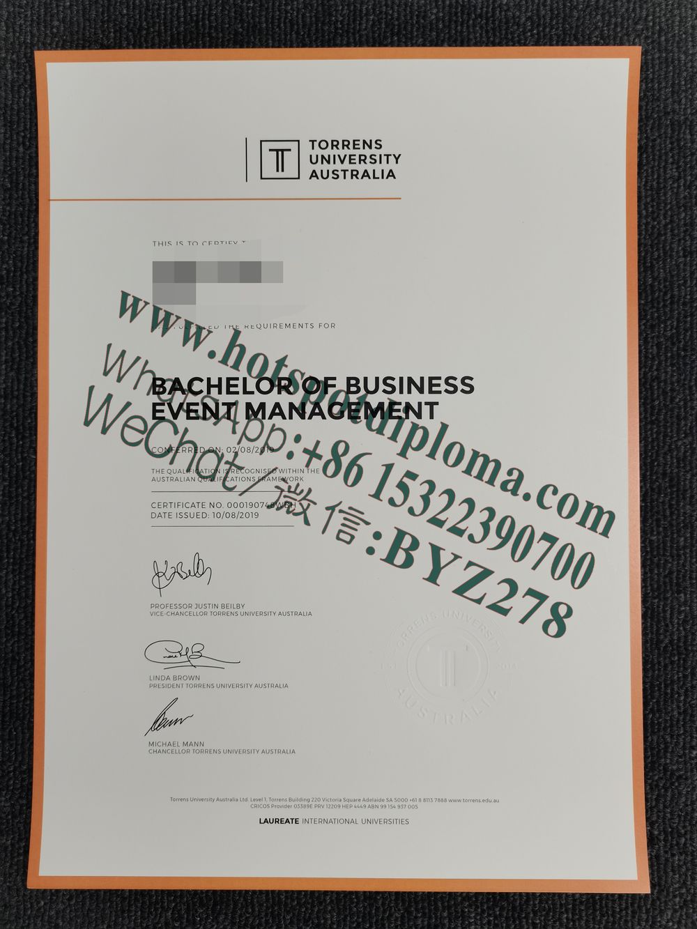 Fake Torrance University Diploma