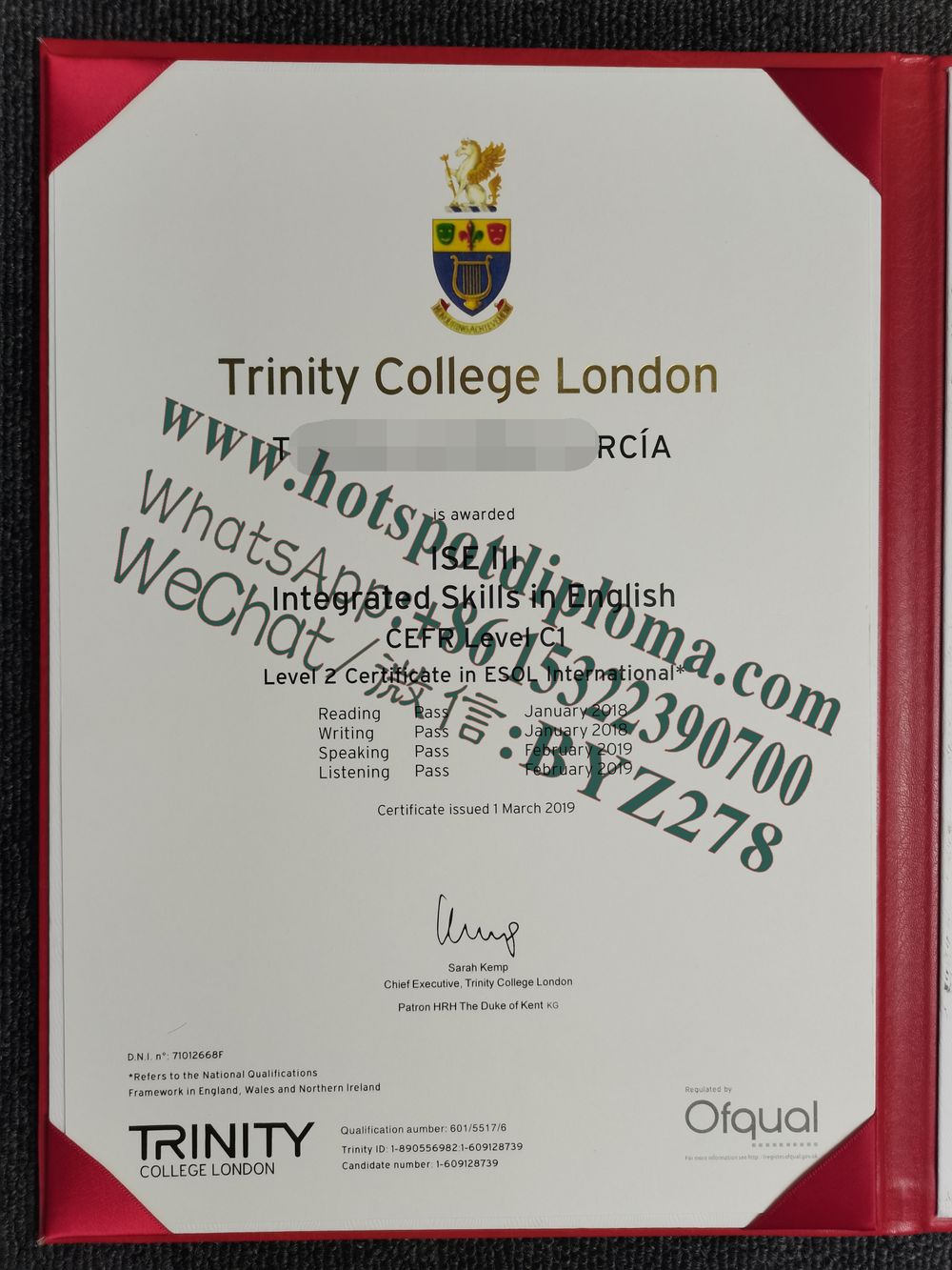 Fake Trinity College of Music Diploma certificate certificate