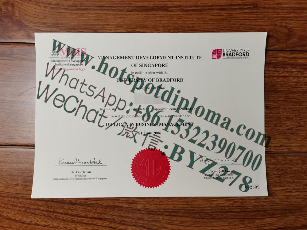 Fake University of Bradford Diploma certificate certificate