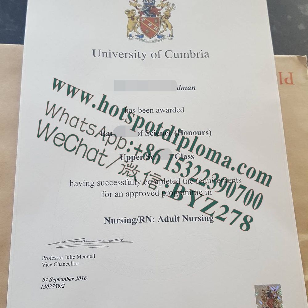 Fake University of Cumbria diploma certificate certificate