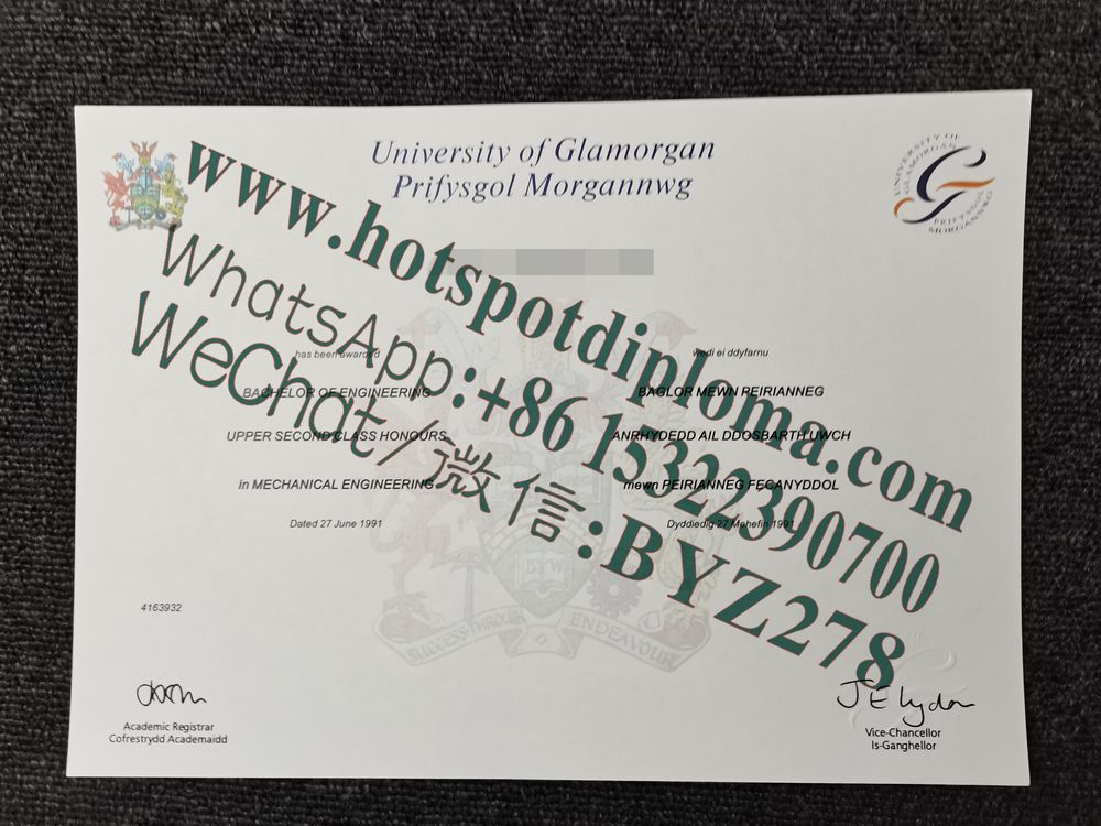 Fake University of Glamorgan Prifyshol diploma certificate certificate