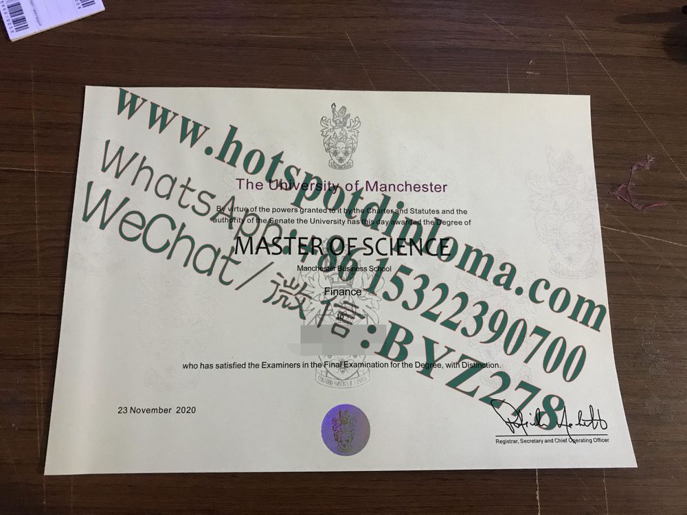 Fake University of Manchester diploma certificate certificate