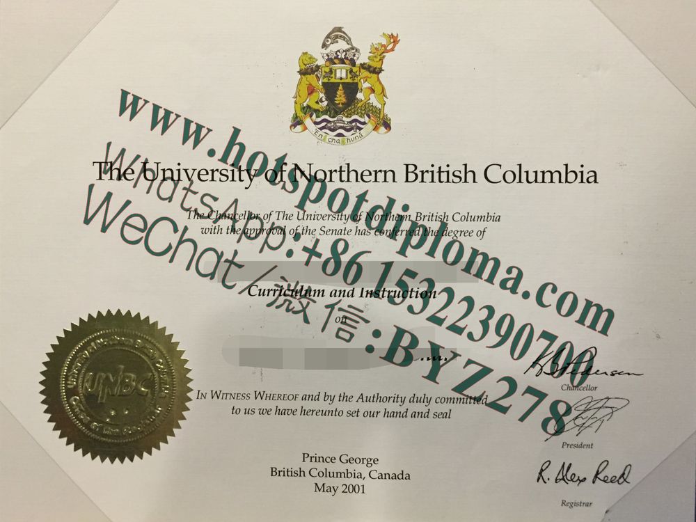 Fake University of Northern British Columbia Diploma certificate Fake University of Northern British Columbia Diploma certificate
