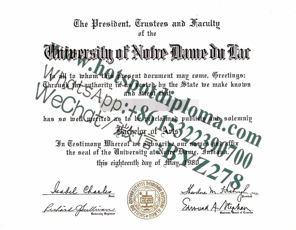 Fake University of Notre Dame Diploma makers