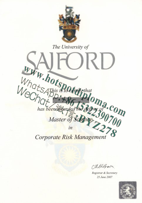 Fake University of Salford  Diploma certificate certificate