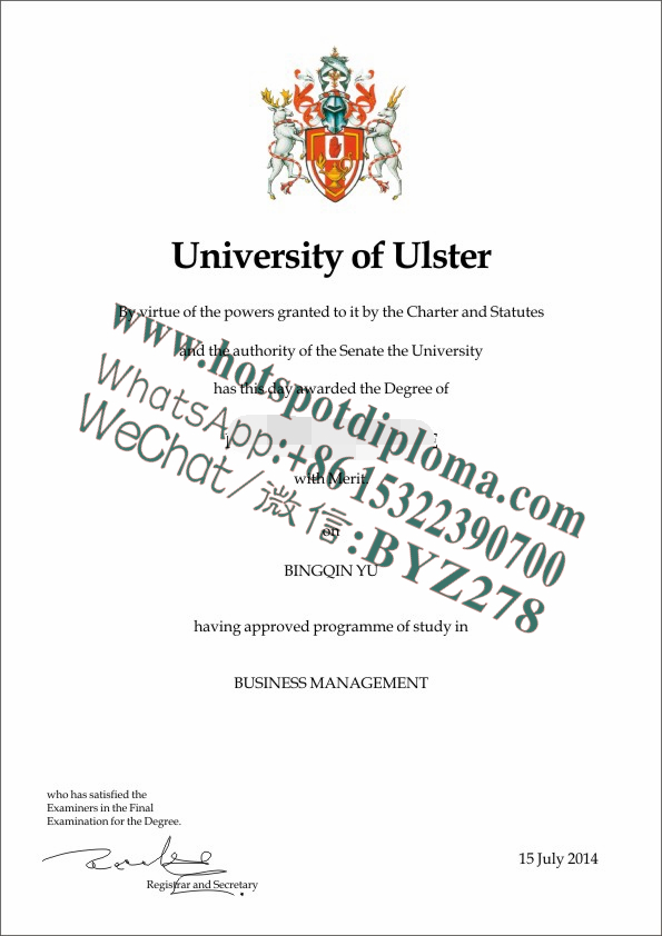 Fake University of Ulster Diploma certificate certificate