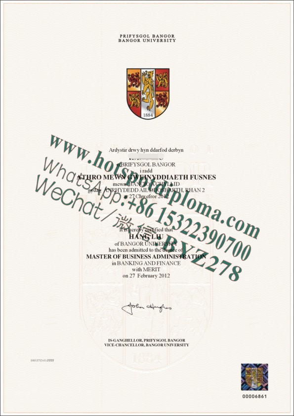 Fake University of Wales Bangor Diploma certificate certificate