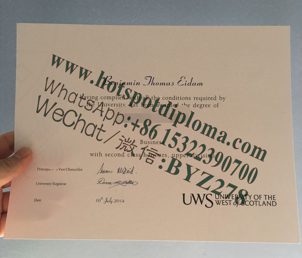 Fake University of the West of Scotland Diploma certificate certificate