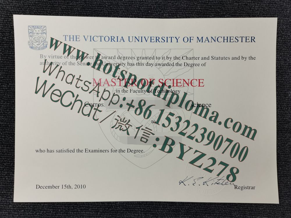 Fake Victoria University of Manchester Diploma sample certificate certificate