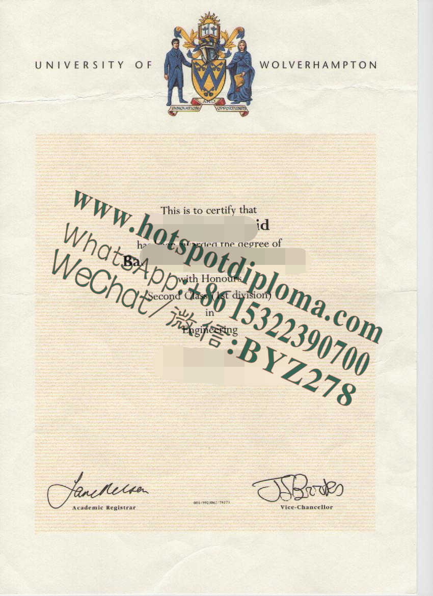Fake Wolverhampton University diploma certificate certificate