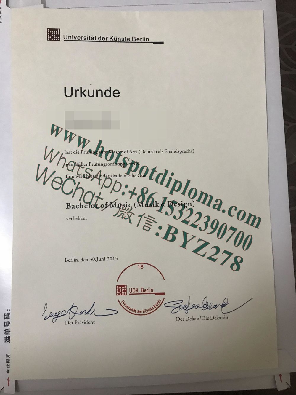How Buy Berlin University of the Arts Diploma certificate