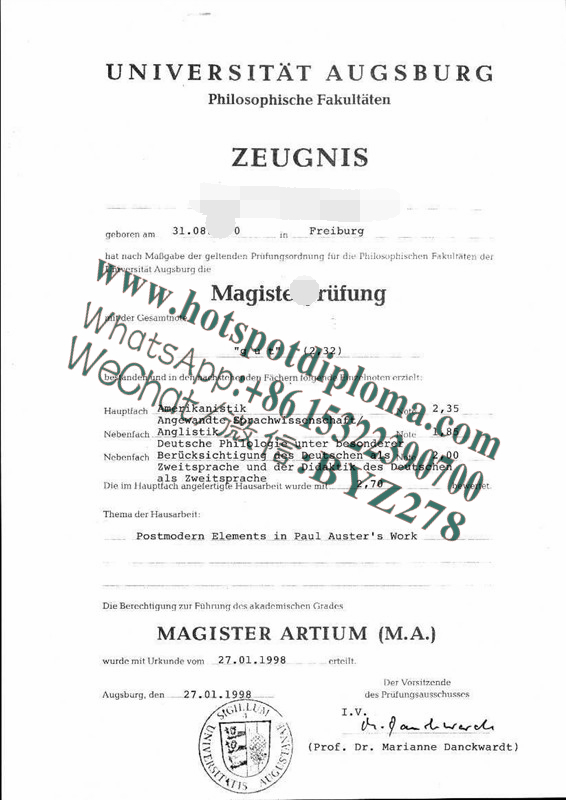 How Buy Diploma of the University of Augsburg certificate