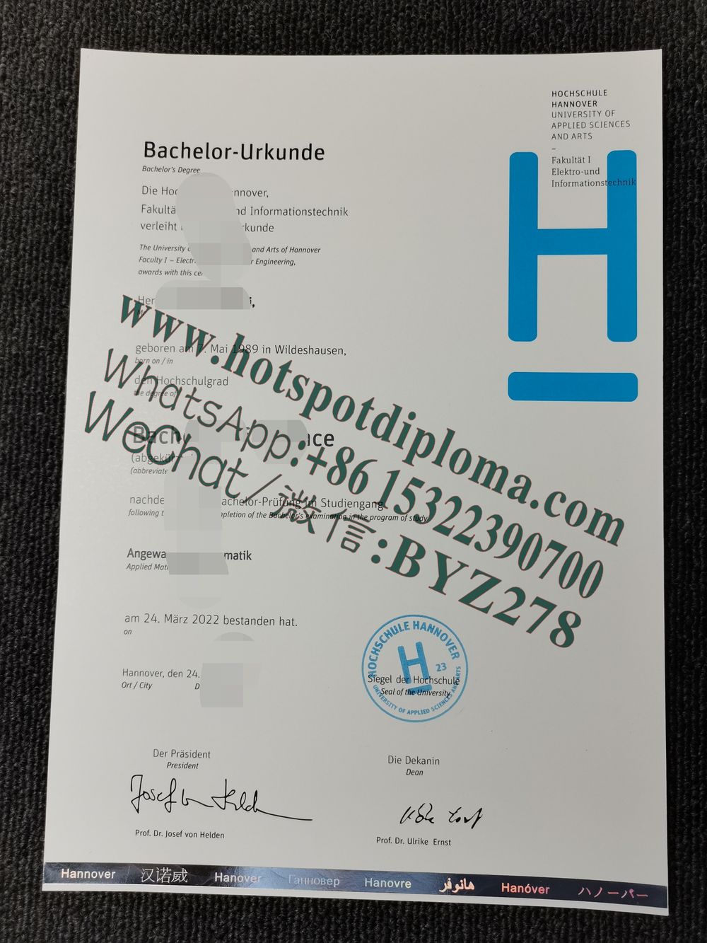 How Buy Diploma of the University of Hannover certificate